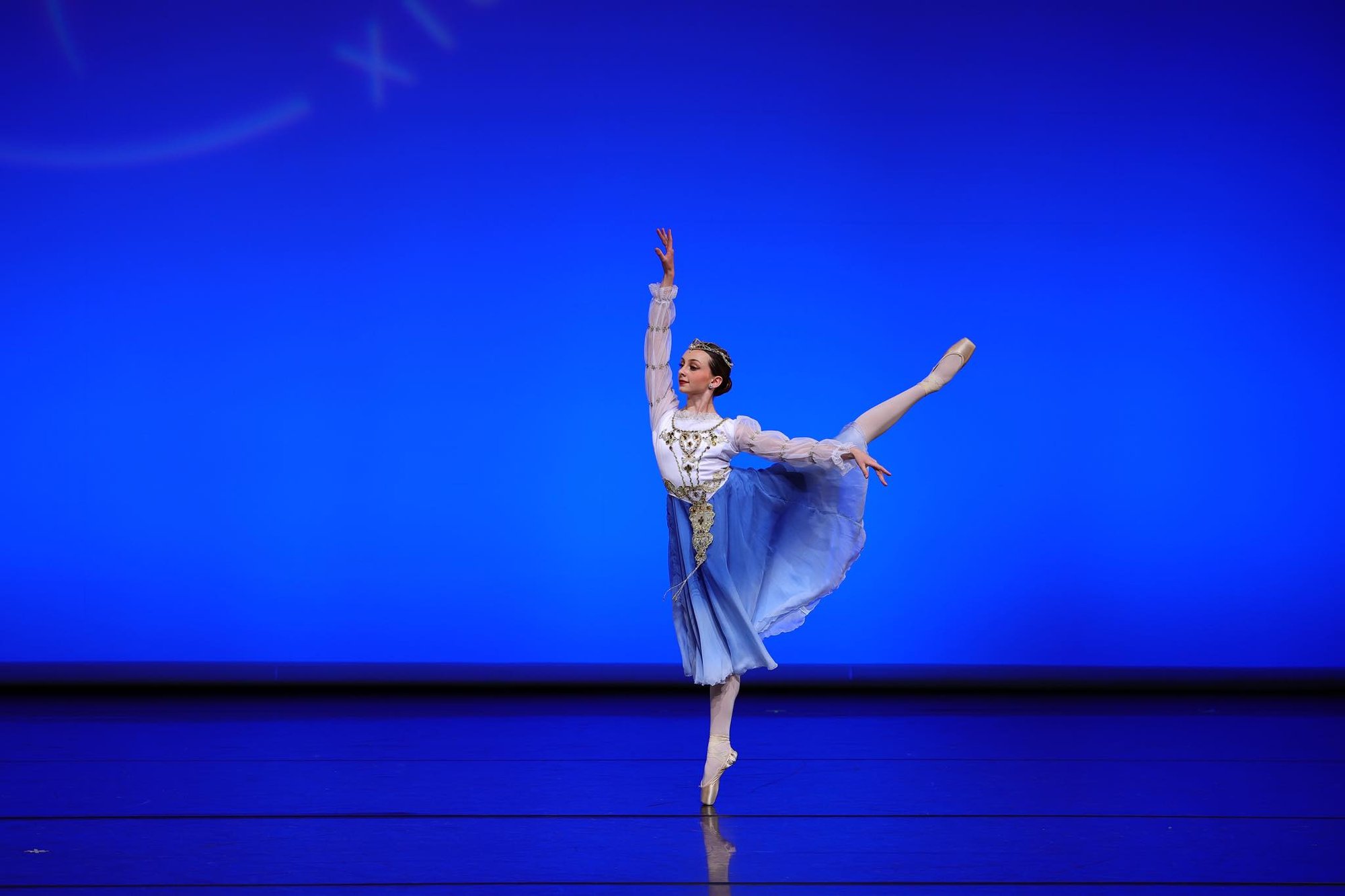 Plainfield Dance Academy dancer in lilac costume on a blue stage